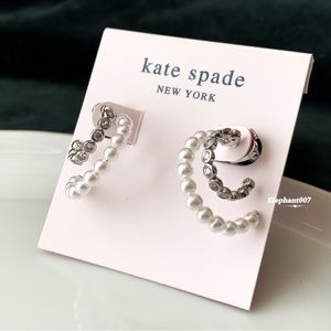 Kate Spade New York hoop pearl Cubic Zirconia earrings